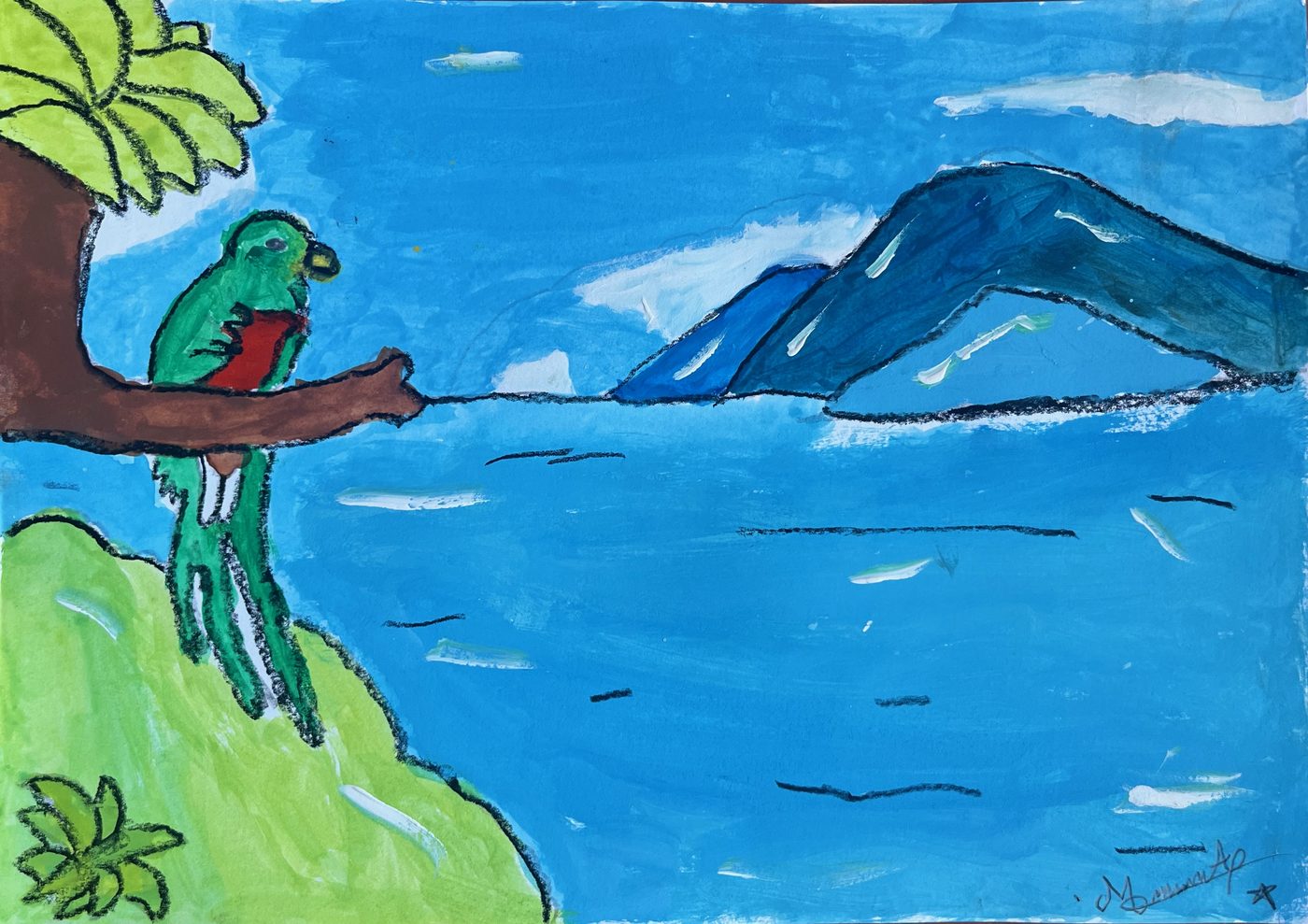 Postkarte 2026 Nr. 24 – Quetzal am See